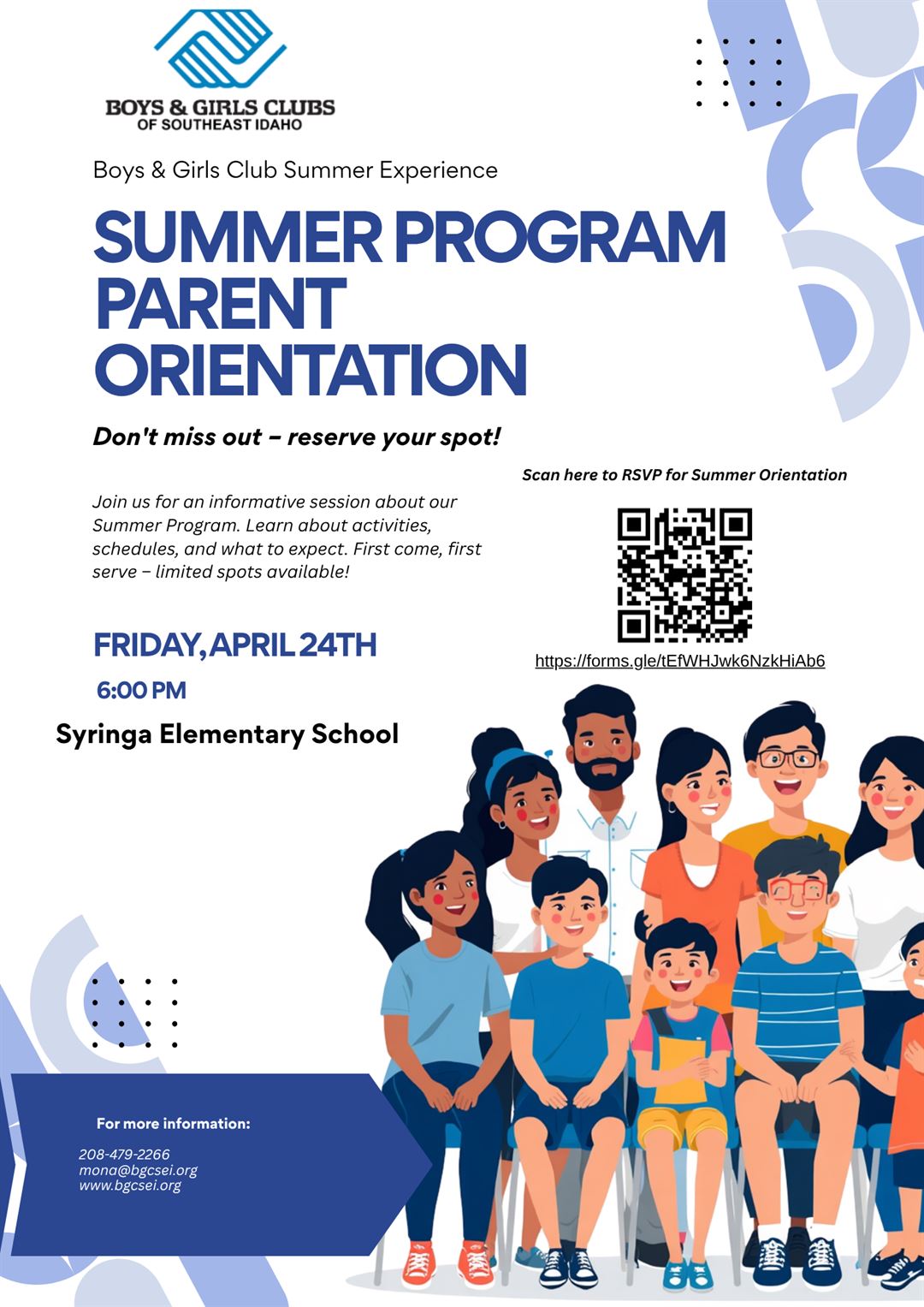 Summer Program Parent Orientation RSVP